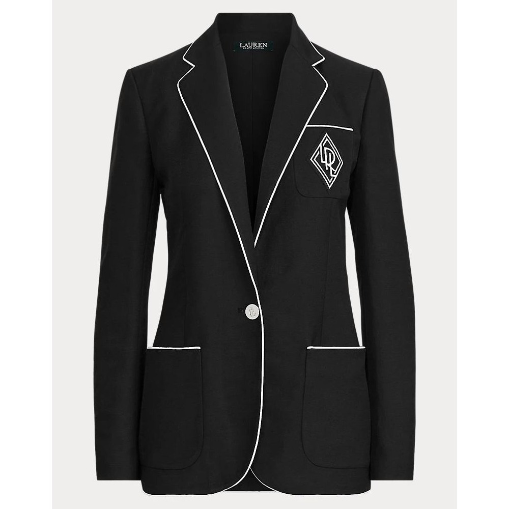 LAUREN Ralph Lauren Monogram Linen-Blend Blazer Women's size 8
